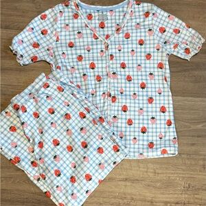 Cuddl Duds Plaid Pajama Set with Strawberries
